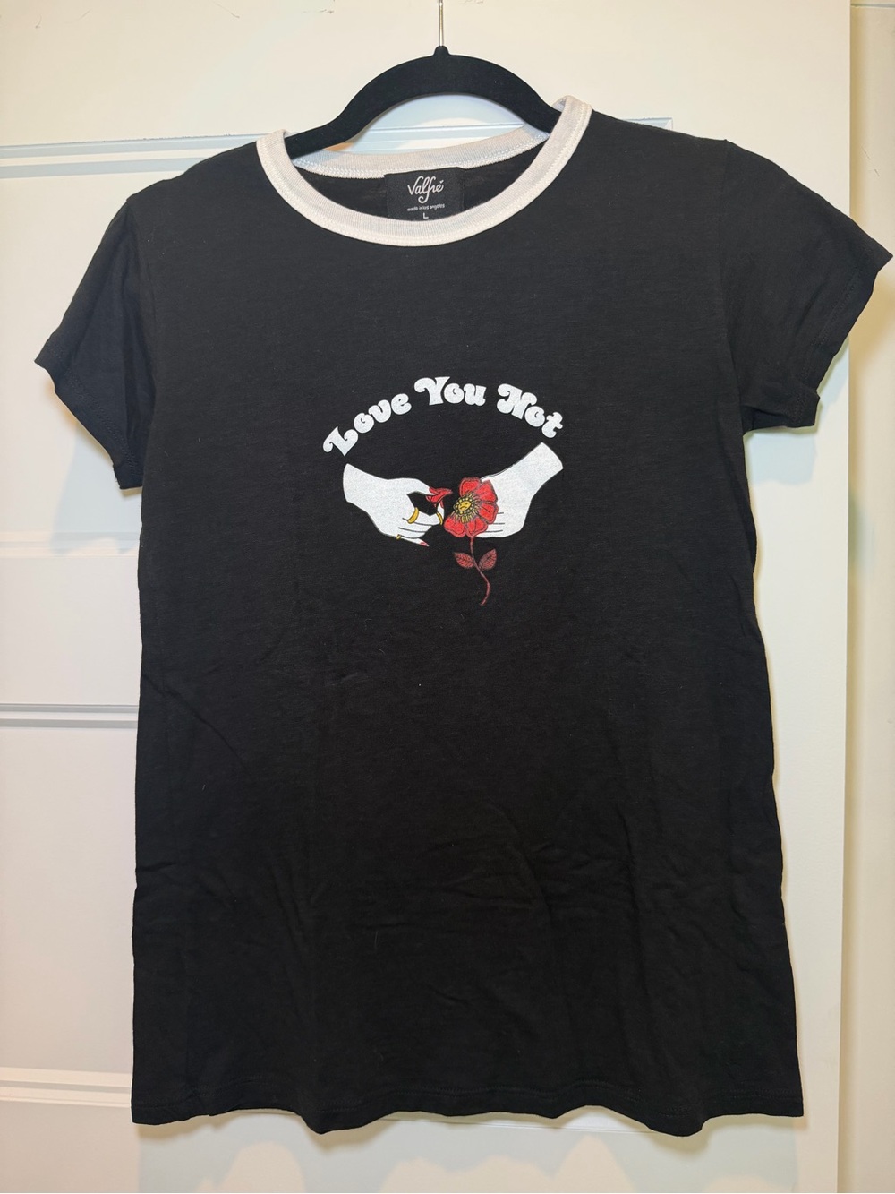 Valfre Black Ringer Tee with Love Me Not